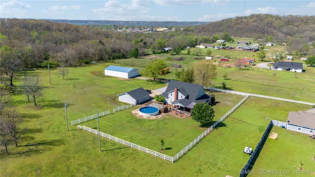 aerial view featuring a rural view
