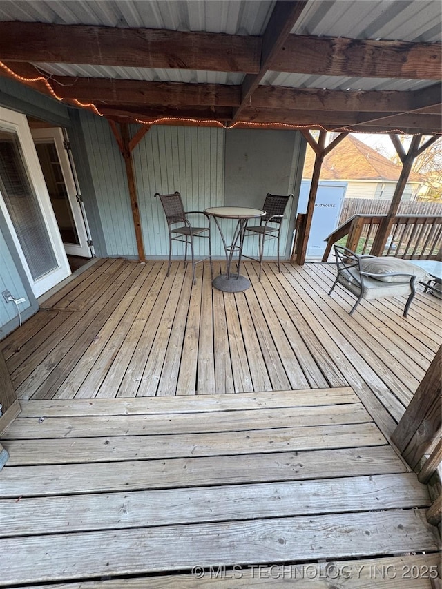 5101 S Spruce Dr, Sand Springs, OK 74063 - wooden terrace featuring fence