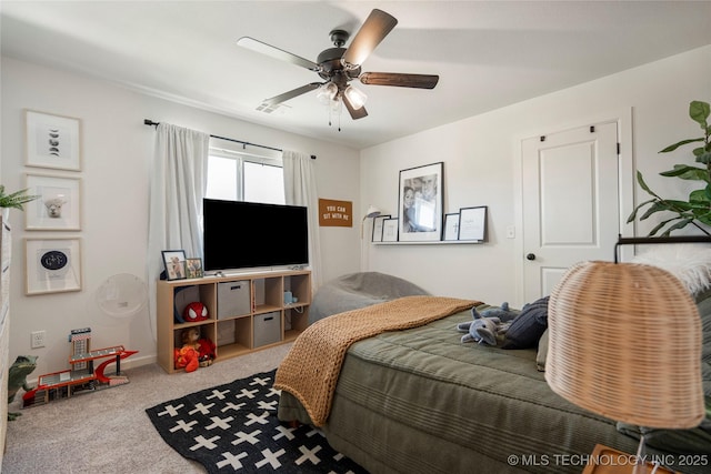2996 E 142nd Ct S, Bixby, OK 74008 - bedroom featuring visible vents, baseboards, a ceiling fan, and carpet flooring