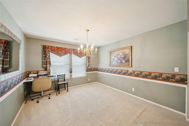 4932 W Commercial St, Broken Arrow, OK 74012 - office space with a chandelier, carpet flooring, and baseboards