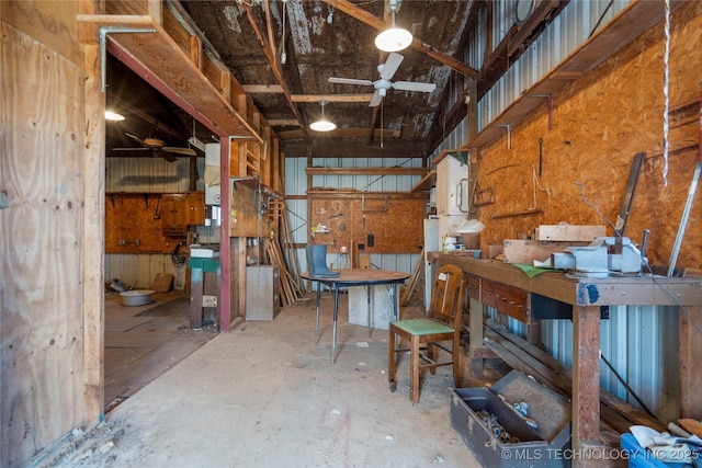 14531 S 107th W Ave, Sapulpa, OK 74066 - miscellaneous room with a workshop area and ceiling fan