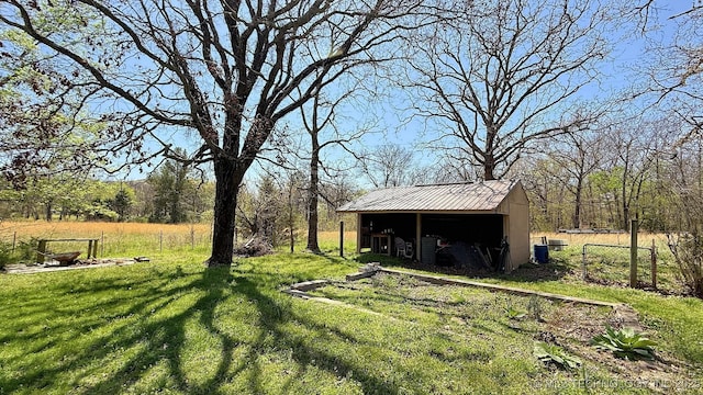 84936 S 4612th Rd, Stilwell, OK 74960 - view of green lawn with an outbuilding and a view of trees
