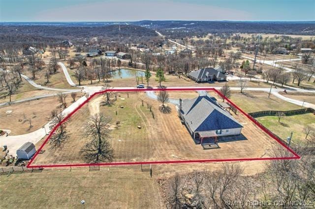6355 Rockwood N Cir, Sapulpa, OK 74066 - aerial view of property and surrounding area featuring property boundaries highlighted