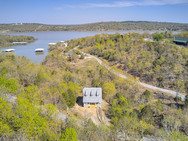 263 Eagles Nest Path, Stigler, OK 74462 - bird's eye view with a view of trees and a water view