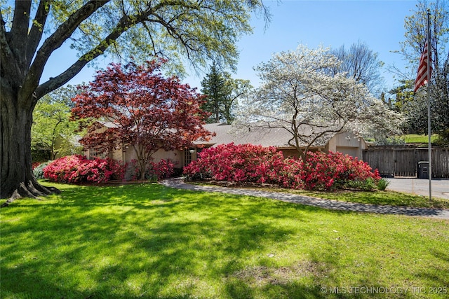 view of yard featuring fence