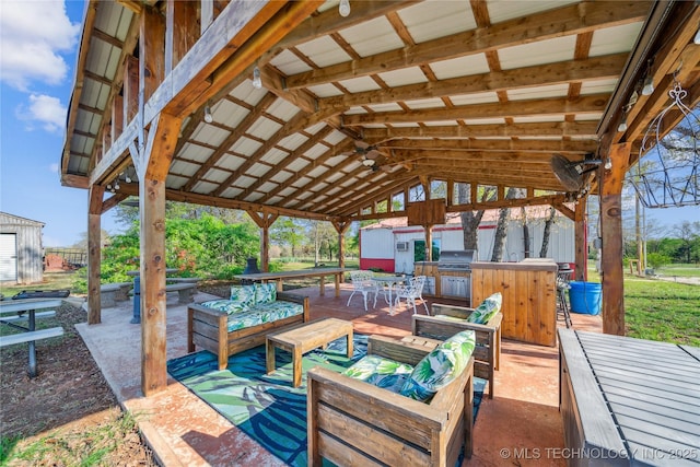 369102 E 960 Road, Road, OK 74833 - view of patio featuring an outdoor living space, area for grilling, and a gazebo