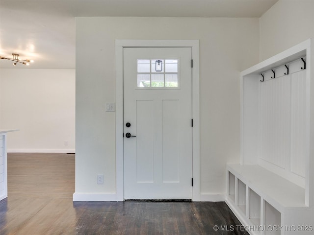 4916 S Cincinnati Ave, Tulsa, OK 74105 - mudroom with baseboards and dark wood-style flooring