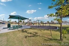 view of property's community featuring a yard and playground community