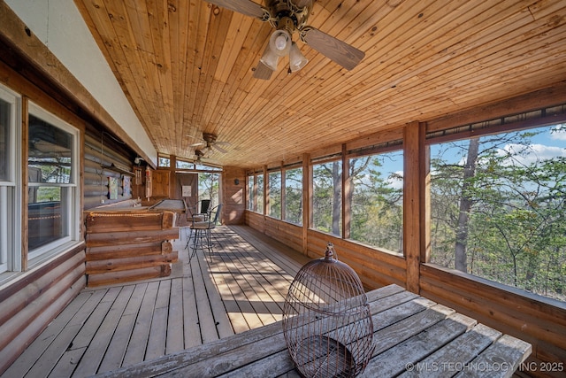 14484 Valley View Dr, Skiatook, OK 74070 - unfurnished sunroom featuring ceiling fan and outdoor dining space