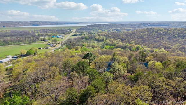 aerial view with a wooded view
