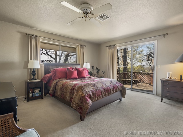 8404 S Toledo Ave, Tulsa, OK 74137 - bedroom featuring access to exterior, multiple windows, visible vents, and carpet