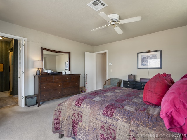 8404 S Toledo Ave, Tulsa, OK 74137 - bedroom with visible vents, ceiling fan, and light carpet