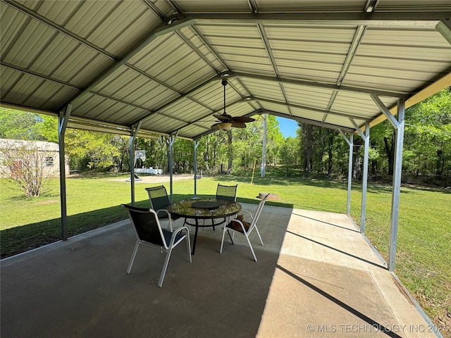 view of patio / terrace with ceiling fan