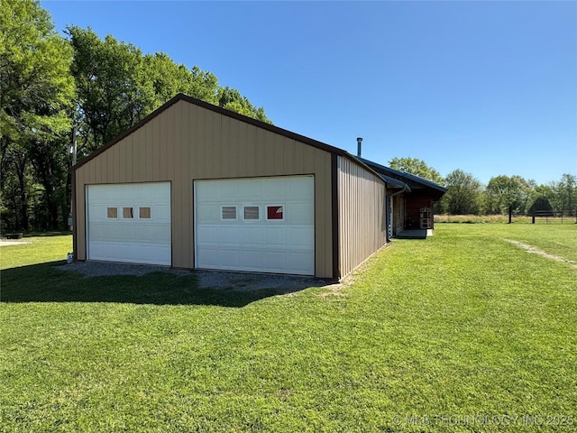 view of detached garage