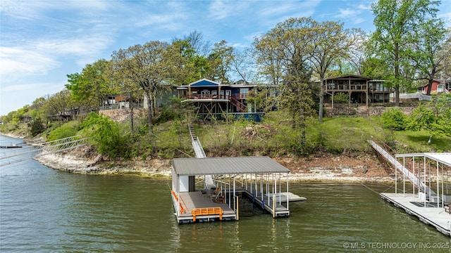 449774 E 356th Rd, Afton, OK 74331 - dock area featuring boat lift and a water view