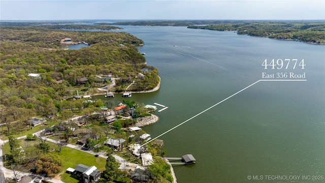 449774 E 356th Rd, Afton, OK 74331 - bird's eye view with a view of trees and a water view