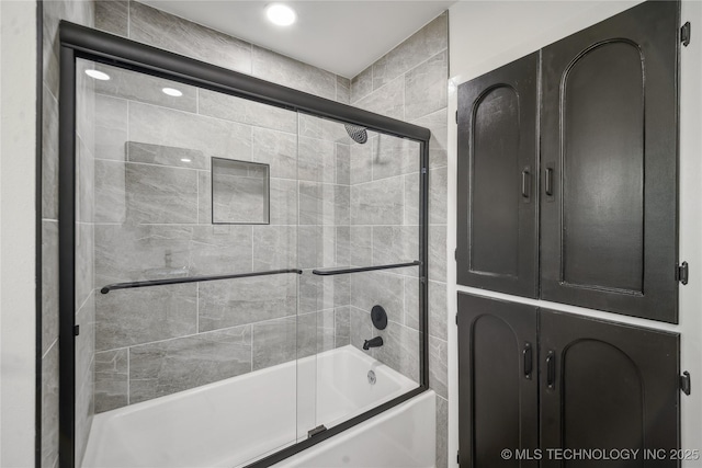 2615 E 59th St, Tulsa, OK 74105 - bathroom with recessed lighting and shower / bath combination with glass door