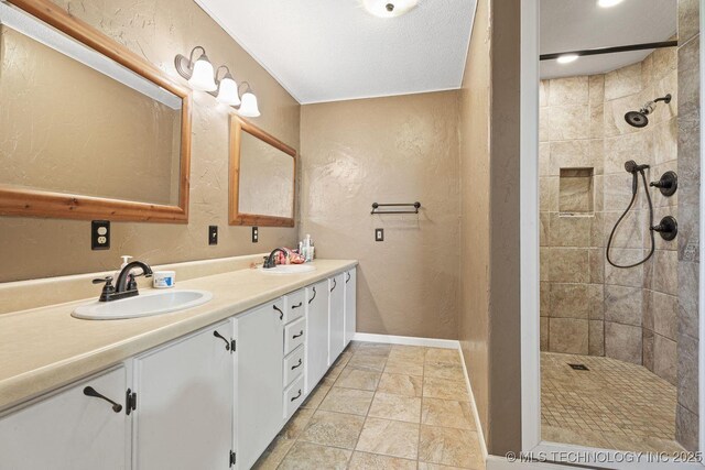 9720 S 4475th Rd, Miami, OK 74354 - bathroom featuring a textured wall and a sink