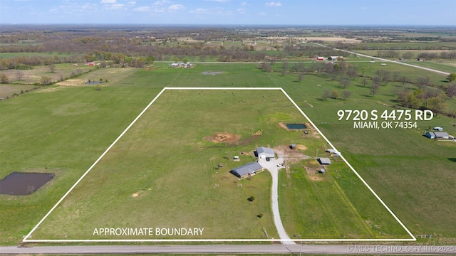 9720 S 4475th Rd, Miami, OK 74354 - birds eye view of property with a rural view
