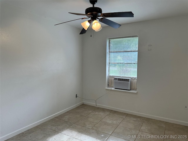 236 Bluebird Ln, Colbert, OK 74733 - empty room with cooling unit, ceiling fan, and light tile patterned flooring