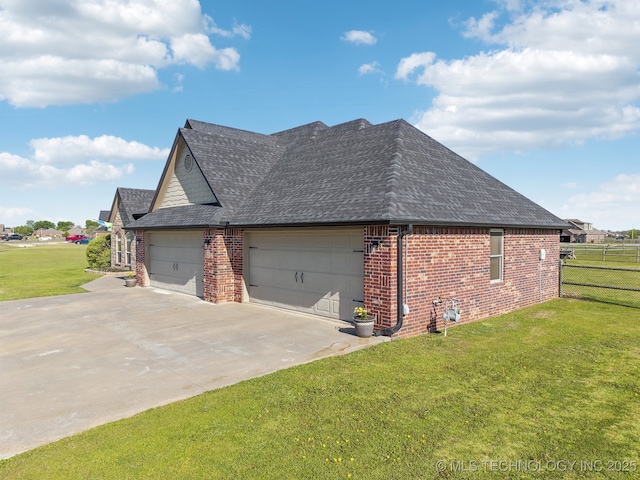 6199 E 144th St N, Collinsville, OK 74021 - view of property exterior featuring brick siding, roof with shingles, and a garage