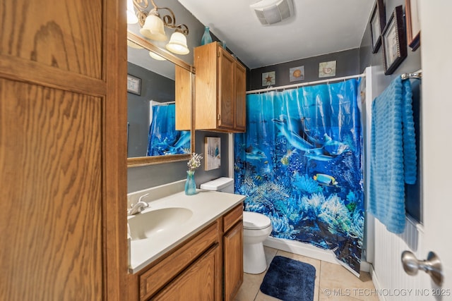 4208 W Urbana St S, Broken Arrow, OK 74012 - full bathroom with tile patterned flooring, vanity, toilet, and shower / bathtub combination with curtain
