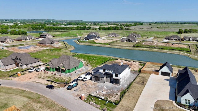 4325 E 179th St S, Bixby, OK 74008 - birds eye view of property with a water view and a residential view
