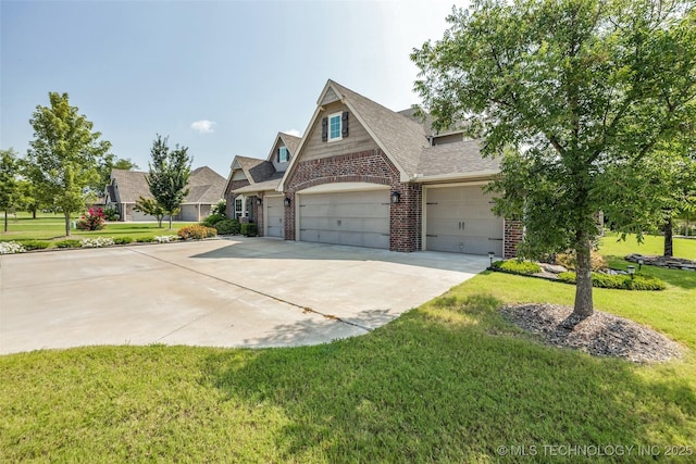 11439 N 162nd E Ave, Owasso, OK 74055 - traditional-style house with brick siding, driveway, a garage, a front lawn, and roof with shingles