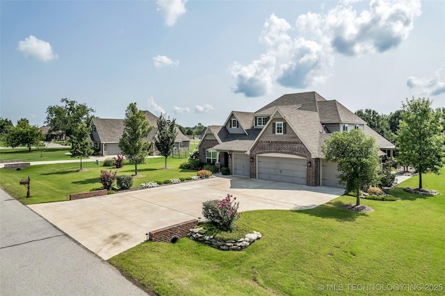 11439 N 162nd E Ave, Owasso, OK 74055 - view of front of house featuring concrete driveway, a front lawn, brick siding, an attached garage, and roof with shingles