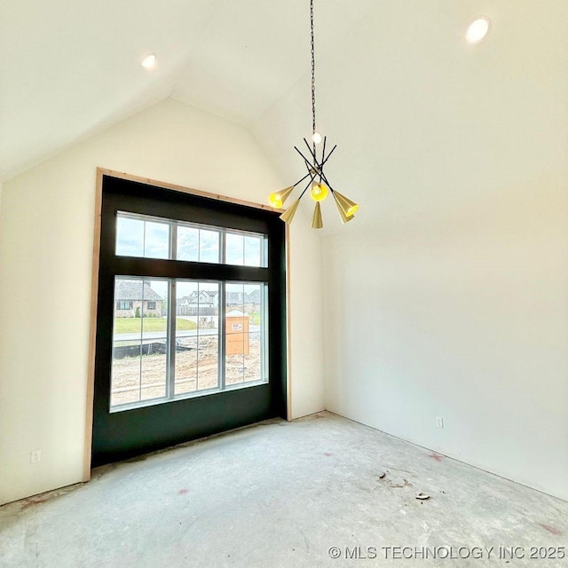 17806 S 46 E Ave, Bixby, OK 74008 - empty room featuring lofted ceiling and a chandelier