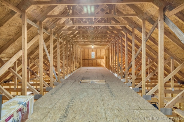 view of unfinished attic