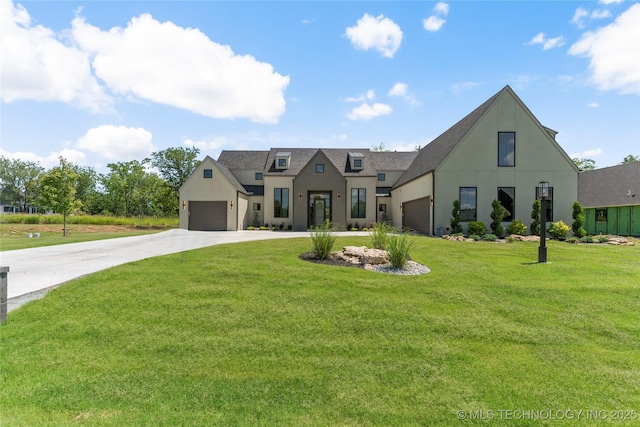 17822 E Patriot Dr, Owasso, OK 74055 - view of front of house featuring concrete driveway, stucco siding, a front lawn, and roof with shingles
