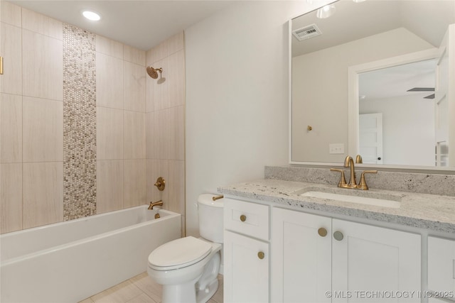 17822 E Patriot Dr, Owasso, OK 74055 - full bathroom featuring vanity, bathing tub / shower combination, and tile patterned flooring
