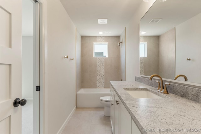 17822 E Patriot Dr, Owasso, OK 74055 - bathroom featuring vanity, tile patterned flooring, and shower / washtub combination