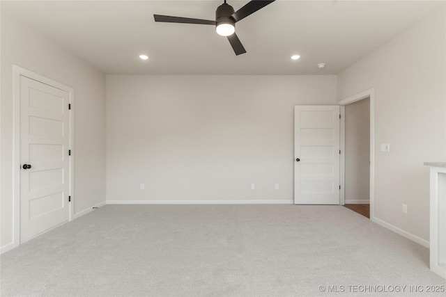 17822 E Patriot Dr, Owasso, OK 74055 - spare room featuring carpet flooring, a ceiling fan, and recessed lighting