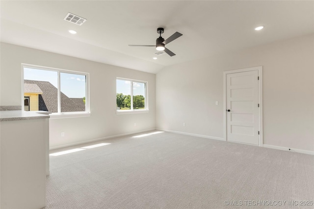 17822 E Patriot Dr, Owasso, OK 74055 - unfurnished room with ceiling fan, light carpet, and recessed lighting