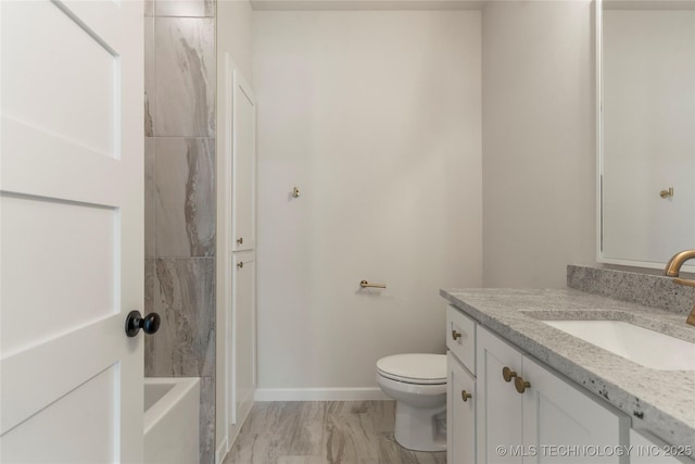 17822 E Patriot Dr, Owasso, OK 74055 - bathroom featuring vanity, shower / bath combination, and marble finish flooring
