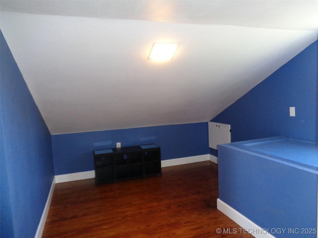 16893 E 116th St N, Owasso, OK 74055 - unfurnished bedroom featuring wood finished floors, baseboards, and vaulted ceiling