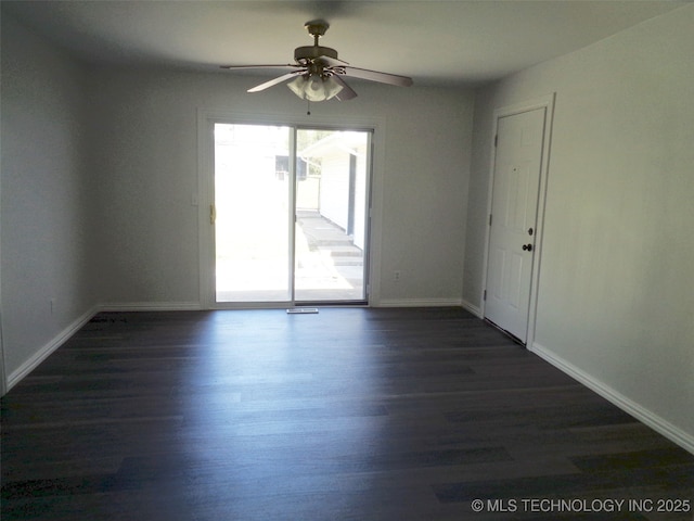16893 E 116th St N, Owasso, OK 74055 - unfurnished room with baseboards, a ceiling fan, and wood finished floors