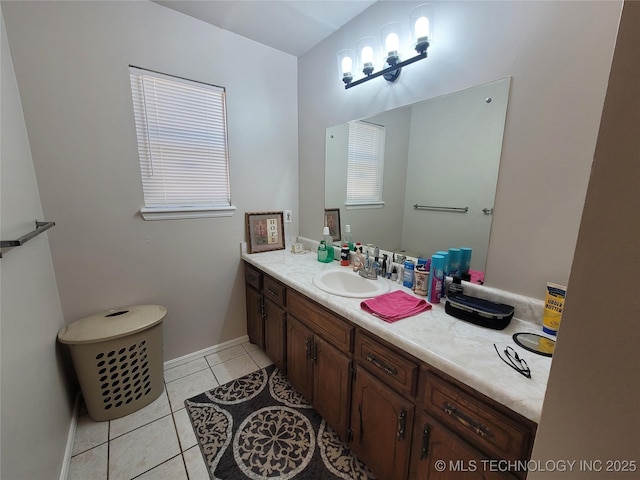351 Hamilton Rd, Eufaula, OK 74432 - bathroom featuring baseboards, tile patterned floors, and vanity