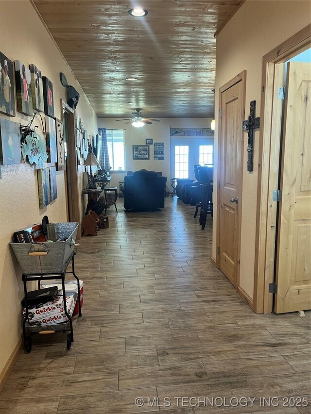 107349 S 4091st Rd, Checotah, OK 74426 - corridor with wood ceiling and wood finished floors