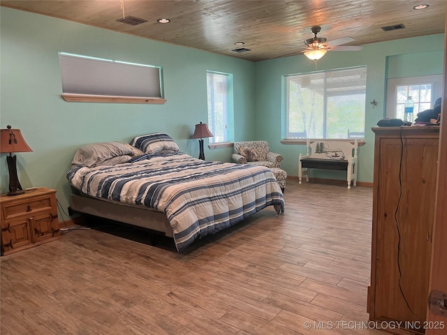107349 S 4091st Rd, Checotah, OK 74426 - bedroom with wood finished floors, visible vents, and wooden ceiling