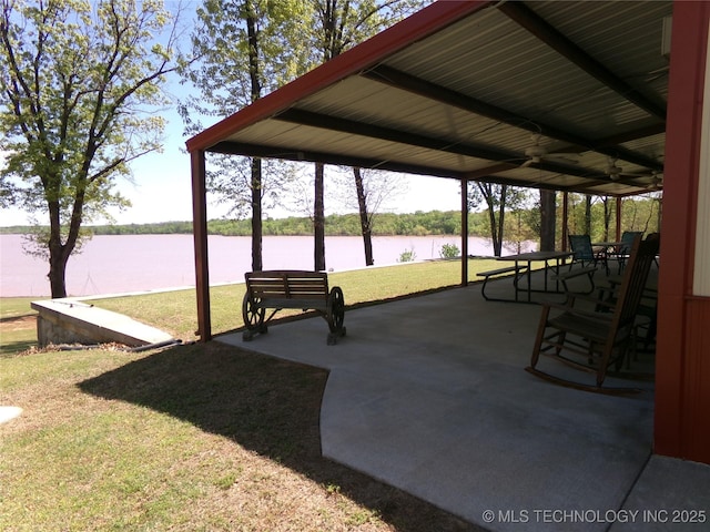 107349 S 4091st Rd, Checotah, OK 74426 - exterior space with ceiling fan and a water view