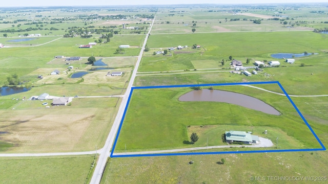 10495 S 426th Rd, Inola, OK 74036 - overview of rural landscape featuring property parcel outlined and a nearby body of water