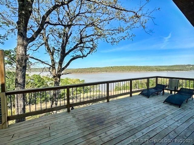 19690 W 892nd Rd, Park Hill, OK 74451 - wooden terrace with a water view