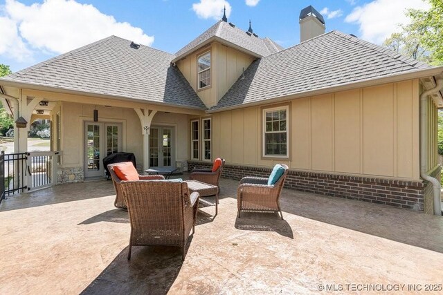 view of patio / terrace with french doors and an outdoor hangout area