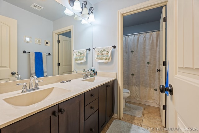 3235 Boardwalk Ct, Bartlesville, OK 74006 - full bath with a shower with curtain, a sink, double vanity, and toilet