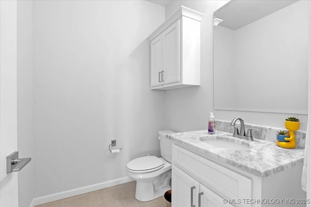 12754 S Irvington Ave, Tulsa, OK 74137 - half bath with baseboards, vanity, tile patterned flooring, and toilet