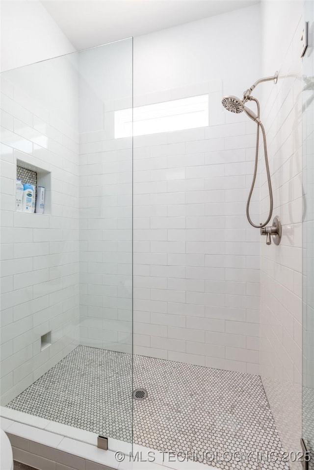 bathroom with a stall shower