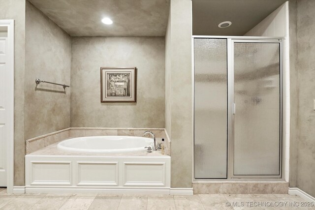 10135 S 78th E Ave, Tulsa, OK 74133 - bathroom with a garden tub, tile patterned floors, and a stall shower